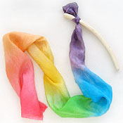 Rainbow silk streamer<br>with hand-made wooden wand